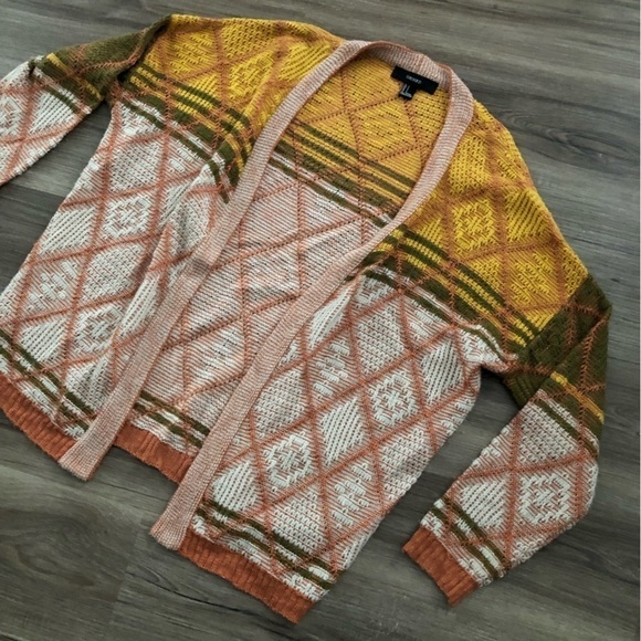 Forever 21 Multicolored Open Front Knot Cardigan Women Small - Picture 3 of 6